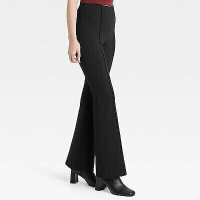 Women's High-Rise Pull-On Flare Pants - A New Day Black L