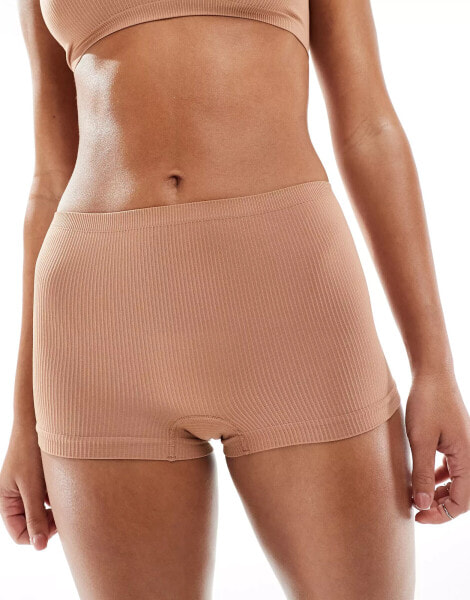 ASOS DESIGN seamless ribbed short in light sienna