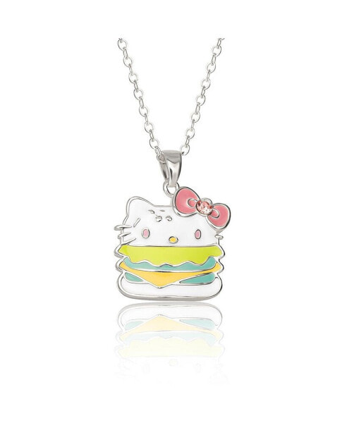 Sanrio Enamel and Pink Cyrstal Cafe Hamburger 3D Pendant