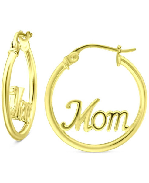 Mom Small Hoop Earrings in 18k Gold-Plated Sterling Silver, 0.75", Created for Macy's