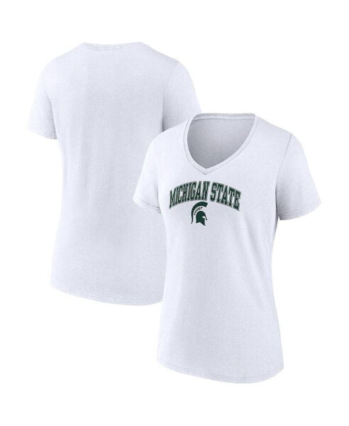 Women's White Michigan State Spartans Evergreen Campus V-Neck T-shirt