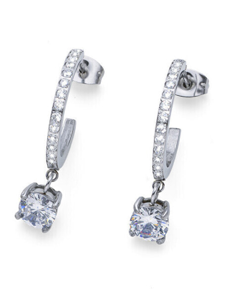 Enchanting steel earrings with cubic zirconia Nereids Crystal Spirits 23047