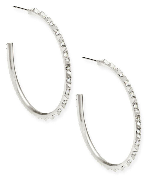 Medium Pavé C-Hoop Earrings, 1.7"