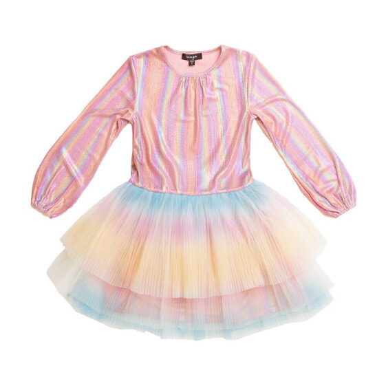 Платье для малышей IMOGA Collection MILEY FW23 RAINBOW METALLIC KNIT PLEATED MESH