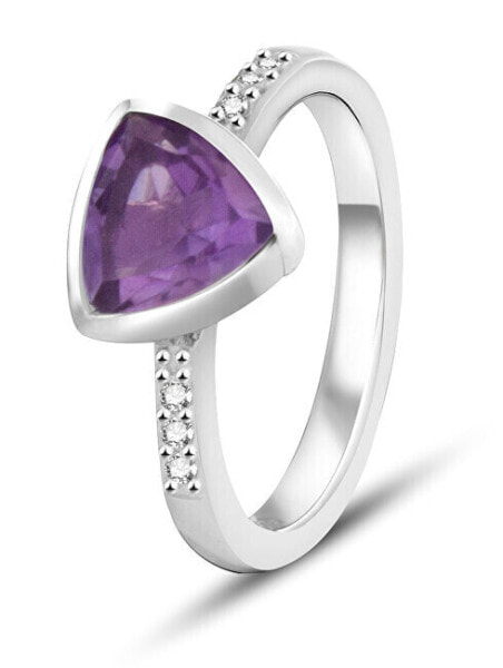 Silver ring with distinctive amethyst AMEAGG2