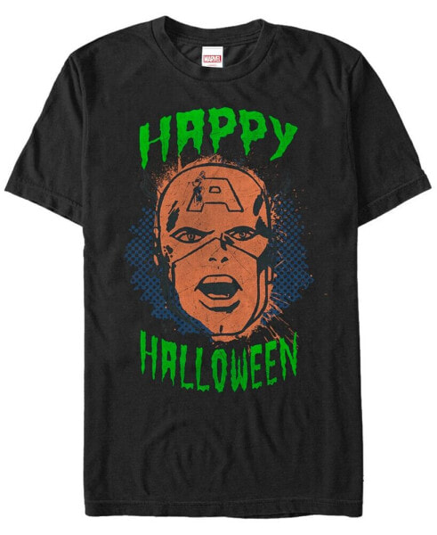 Marvel Men's Captain America Big Face Happy Halloween Short Sleeve T-Shirt