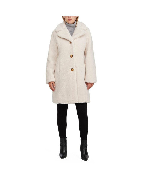 Women's Sherpa Teddy Coat With Notch Collar