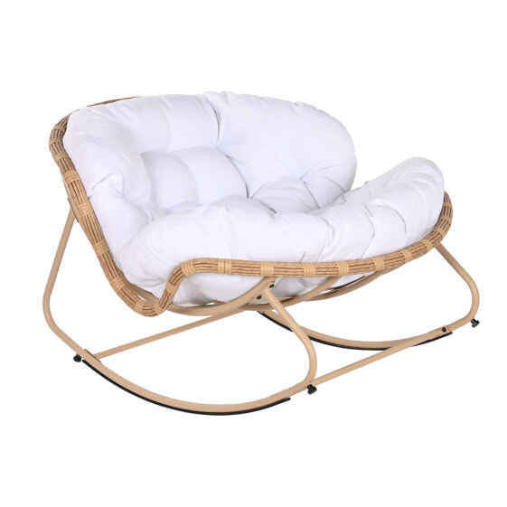 Rocking Chair Home ESPRIT White Brown Steel 108 x 108 x 80 cm