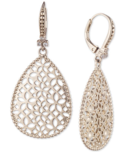 Gold-Tone Filigree Drop Earrings