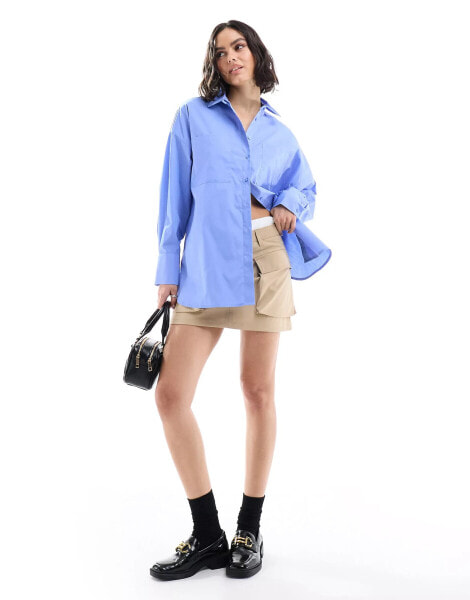 Pimkie longline oversized shirt in baby blue