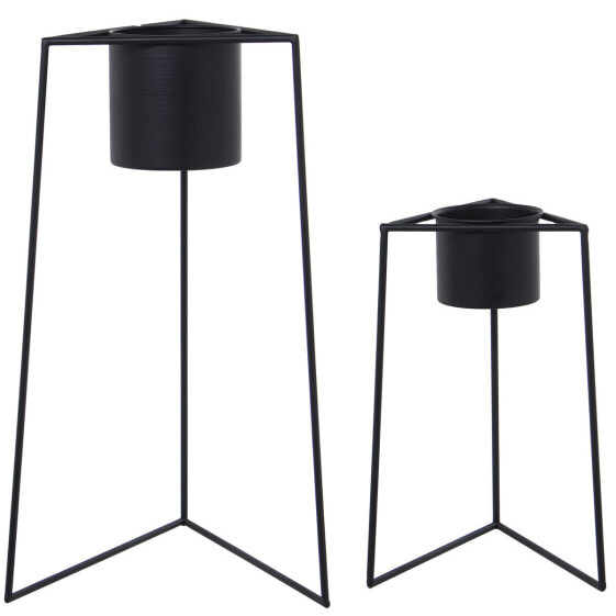 Set of Planters Alexandra House Living Black Metal With support (2 Pieces)