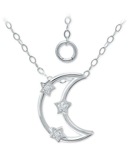 Cubic Zirconia Open Crescent Moon Pendant Necklace, 16" + 2" extender, Created for Macy's