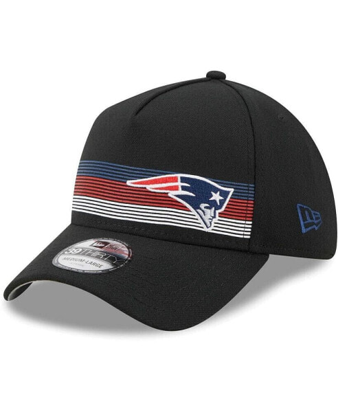 Men's Black New England Patriots Flawless Stripe 39THIRTY Flex Hat