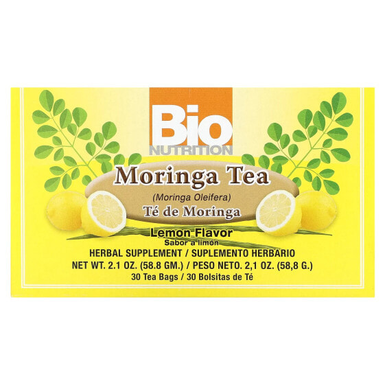 Чай моринги без кофеина, лимонный, 30 пакетиков, 58.8 г Bio Nutrition