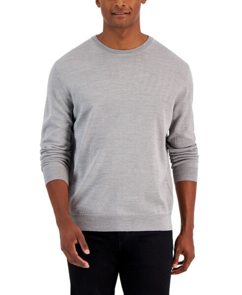 Men's Solid Crew Neck Merino Wool Blend Sweater, Created for Macy's