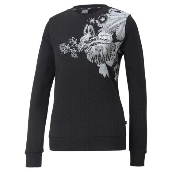 Puma Frozen Flower Crew Neck Sweatshirt Womens Black 67400201