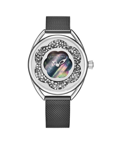 Часы и аксессуары Stuhrling Женские Черные наручные часы с браслетом из нержавеющей стали с сетчатым ремешком 38 мм