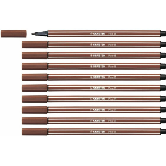 Фломастеры на водной основе STABILO Pen 68 Коричневые (10 штук)