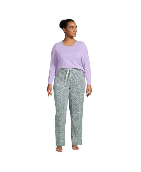 Plus Size Knit Pajama Set Long Sleeve T-Shirt and Pants
