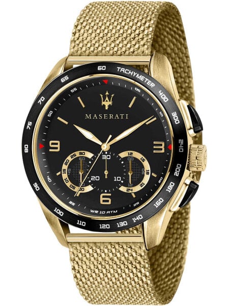 Мужские наручные часы с золотым браслетом Maserati R8873612010 Finish line chronograph 45mm 10ATM