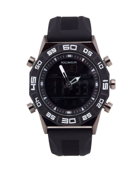 Часы и аксессуары Rocawear мужские Аналого-цифровые Черные часы на силиконовом ремешке 46 мм