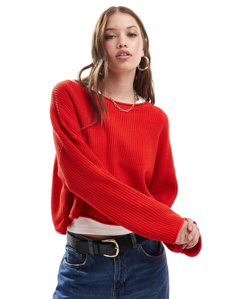 Miss Selfridge slouchy jumper in red