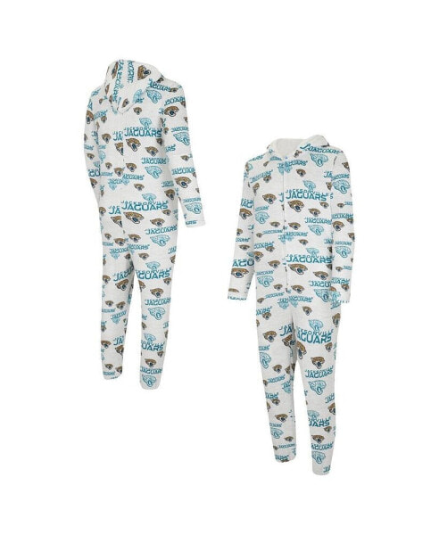 Men's White Jacksonville Jaguars Allover Print Docket Union Full-Zip Hooded Pajama Suit