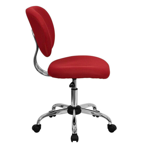 Mid-Back Red Mesh Swivel Task Chair With Chrome Base
