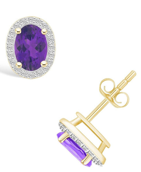 Серьги Macy's Halo Studs Amethyst & Sapphire