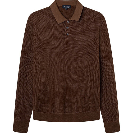 HACKETT Herringbone long sleeve polo