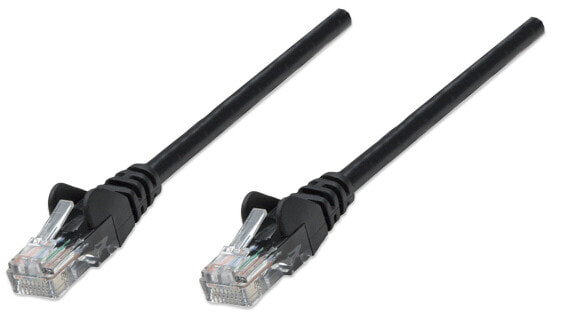 Intellinet Network Patch Cable - Cat5e - 1.5m - Black - CCA - U/UTP - PVC - RJ45 - Gold Plated Contacts - Snagless - Booted - Lifetime Warranty - Polybag - 1.5 m - Cat5e - U/UTP (UTP) - RJ-45 - RJ-45