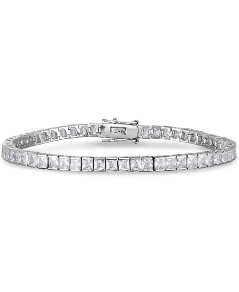Cubic Zirconia Rounds Line Bracelet in Silver Plate
