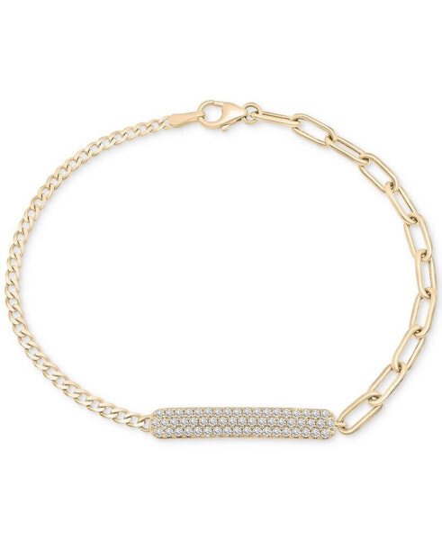 Diamond Bar Two-Chain Link Bracelet (1/2 ct. t.w.) in Gold Vermeil, Created for Macy's