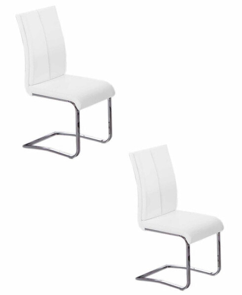 England Modern Faux Leather with Chrome Dining Side Chairs, Set of 2