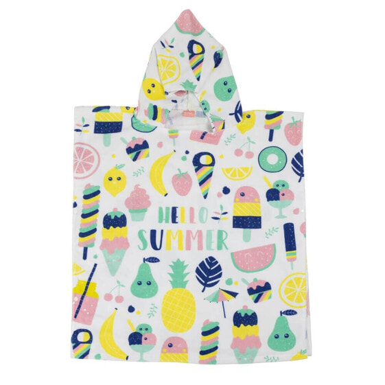 EUREKAKIDS Poncho towel for children ideal for pool and beach - hello summer fruit poncho