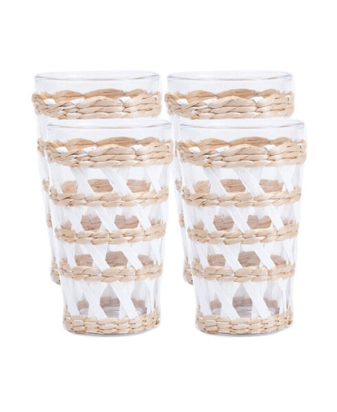 Glass Rattan Tumbler, 4 Piece Set