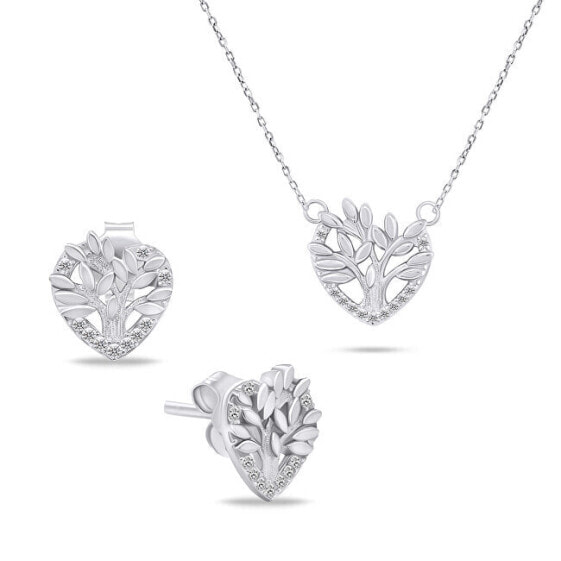 Matching silver jewelry set Tree of Life SET236W (necklace, earrings)