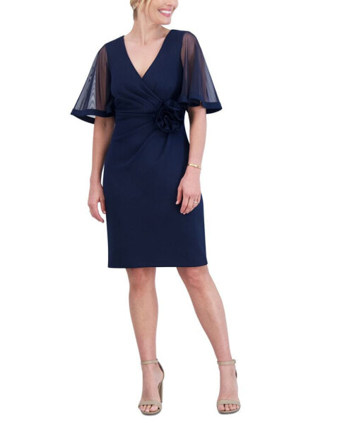Women's Rosette-Waist Short-Sleeve Dress