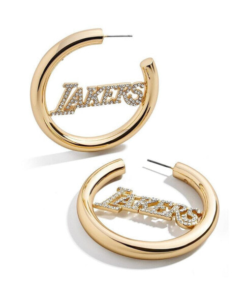 Women's Gold Los Angeles Lakers Logo Hoop Earrings