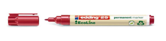 EDDING 25 EcoLine - Red - Bullet tip - Polypropylene (PP) - Medium - 1 mm - Cardboard - Glass - Leather - Metal - Paper - Plastic - Wood