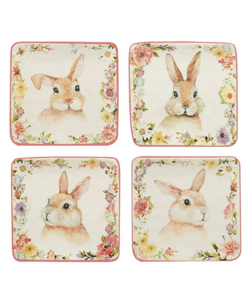 Easter Garden 6" Assorted Square Canape Plates, Set of 4