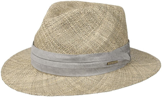 Stetson Caney Seagrass Traveller Men's Straw Hat Sun Hat with Elegant Trim Band Made of Straw Plain Straw Hat Spring/Summer