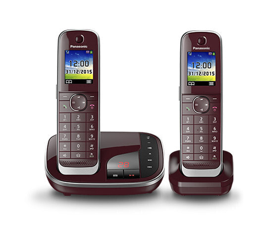 Panasonic KX-TGJ322, DECT telephone, Caller ID, Short Message Service (SMS), Red