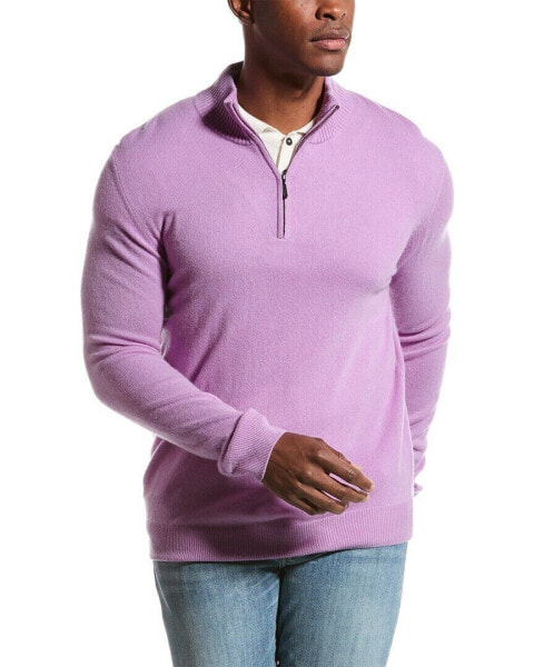 Forte Cashmere 1/4-Zip Cashmere Mock Sweater Men's Purple M