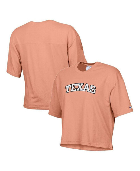 Women's Orange Texas Longhorns Vintage-Like Wash Boxy Crop T-shirt