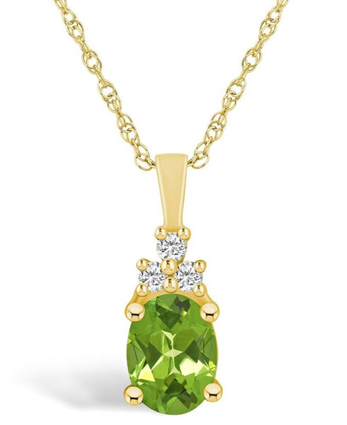 Peridot (1-1/3 Ct. T.W.) and Diamond (1/10 Ct. T.W.) Pendant Necklace in 14K Yellow Gold