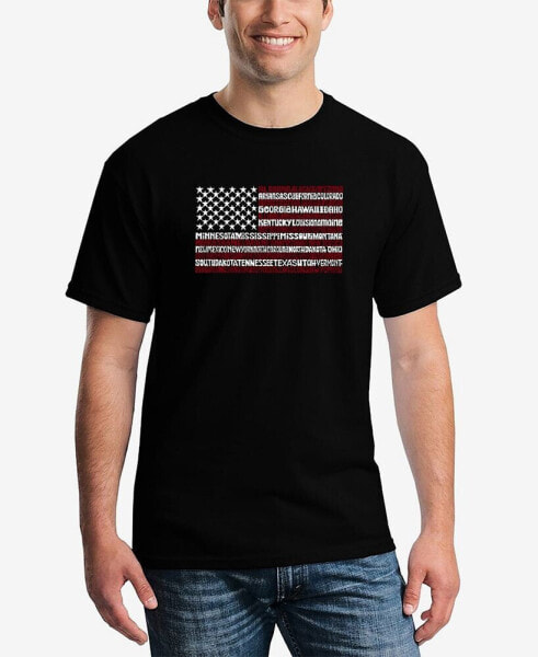 Men's 50 States USA Flag Word Art Short Sleeve T-shirt