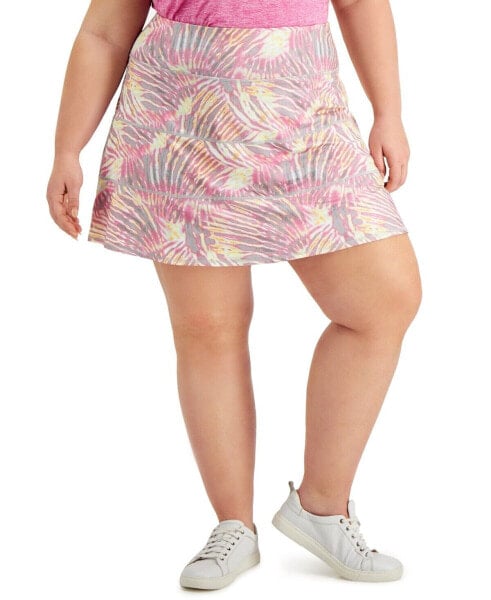 Ideology 280035 Plus Size Tropical-Print Tiered Skort Size 3X-Large Multicolor