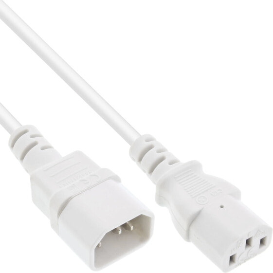 InLine power cable extension - C13 / C14 - white - 0.3m