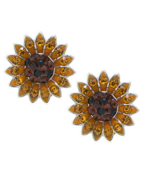 Sunflower Stud Earrings In Sterling Silver